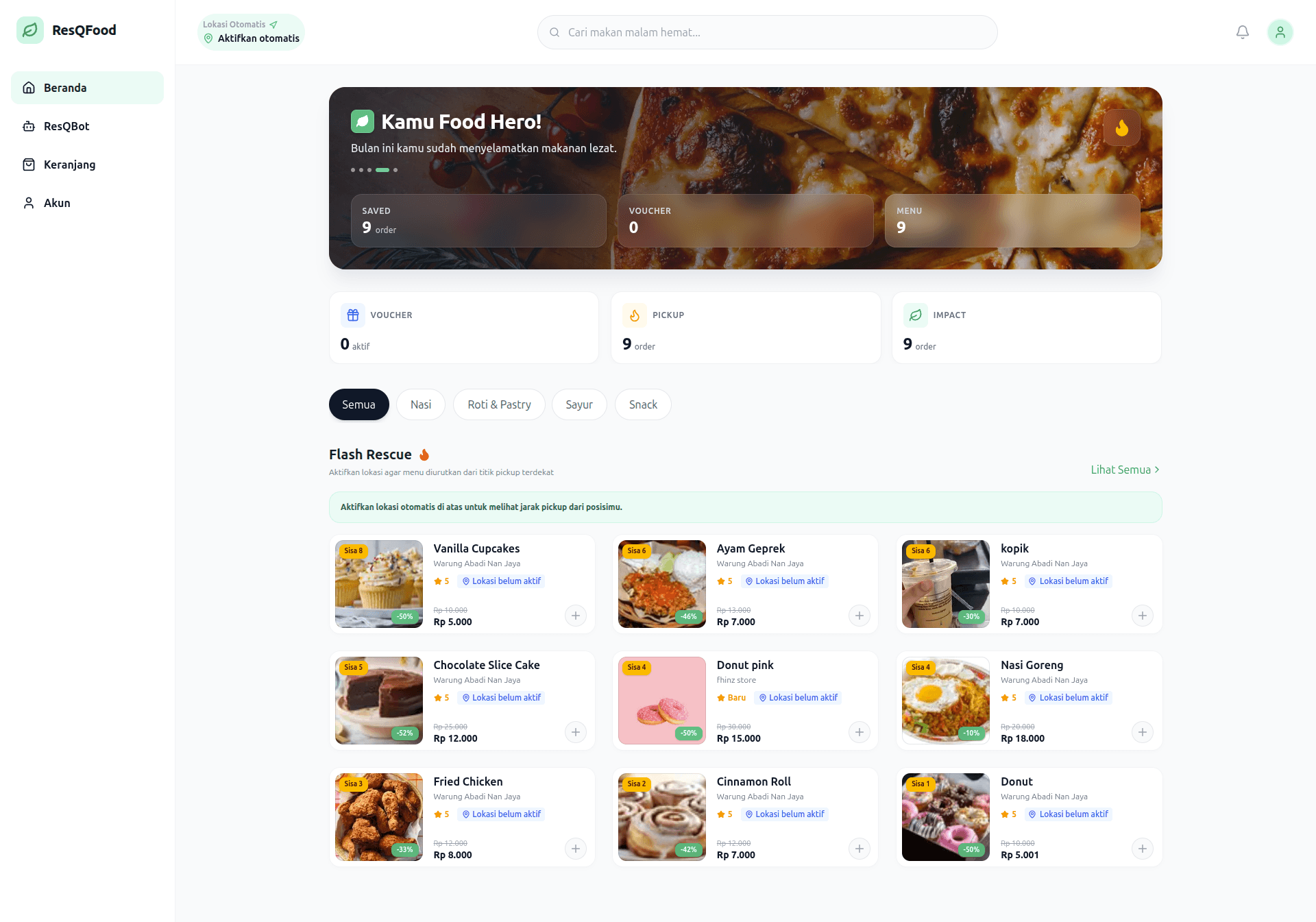ResQFood Dashboard
